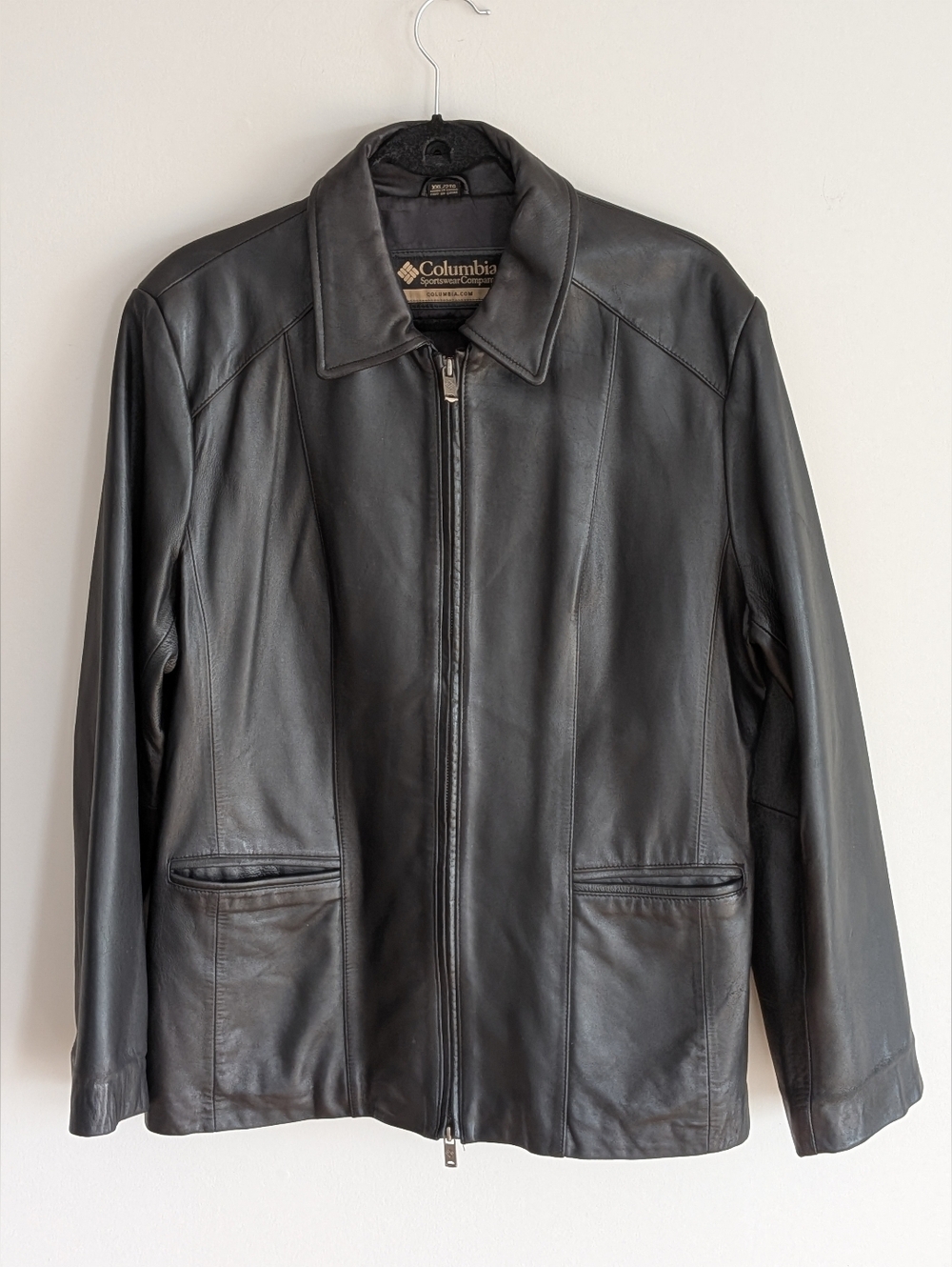 Columbia Black Leather Women's Jacket Full Zip XXL